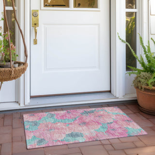 Piper Looms Chantille Floral ACN1545 Pink Machine Washable Area Rug Scatter Outdoor Lifestyle Image Feature