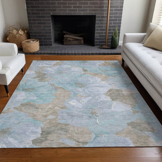 Piper Looms Chantille Floral ACN1546 Sky Machine Washable Area Rug Lifestyle Image Feature