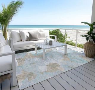 Piper Looms Chantille Floral ACN1546 Sky Machine Washable Area Rug Outdoor Lifestyle Image Feature