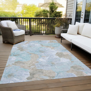 Piper Looms Chantille Floral ACN1546 Sky Machine Washable Area Rug Outdoor Lifestyle Image Feature
