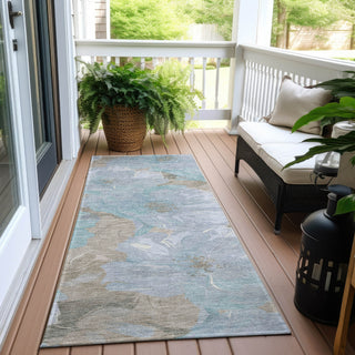 Piper Looms Chantille Floral ACN1546 Sky Machine Washable Area Rug Runner Outdoor Lifestyle Image Feature