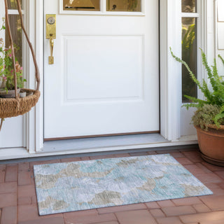 Piper Looms Chantille Floral ACN1546 Sky Machine Washable Area Rug Scatter Outdoor Lifestyle Image Feature