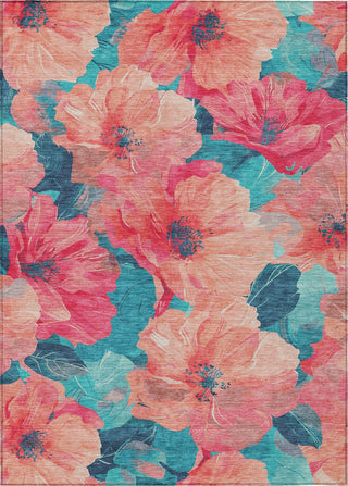 Piper Looms Chantille Floral ACN1547 Salmon Machine Washable Area Rug main image