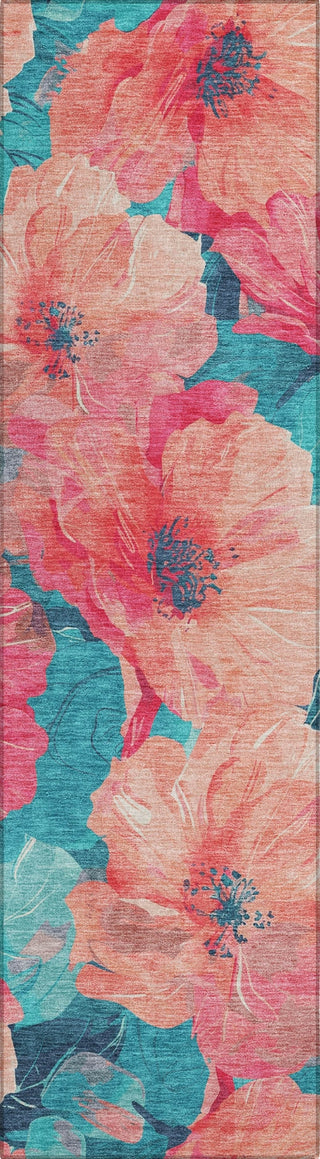 Piper Looms Chantille Floral ACN1547 Salmon Machine Washable Area Rug Runner Main Image