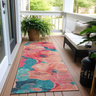 Piper Looms Chantille Floral ACN1547 Salmon Machine Washable Area Rug Runner Outdoor Lifestyle Image Feature