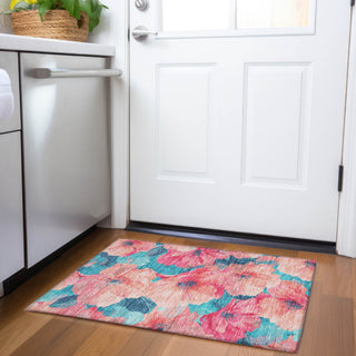 Piper Looms Chantille Floral ACN1547 Salmon Machine Washable Area Rug Scatter Lifestyle Image Feature