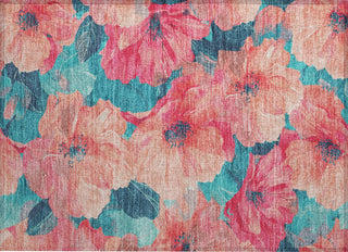 Piper Looms Chantille Floral ACN1547 Salmon Machine Washable Area Rug Scatter Main Image