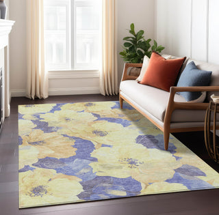 Piper Looms Chantille Floral ACN1548 Wheat Machine Washable Area Rug Lifestyle Image Feature