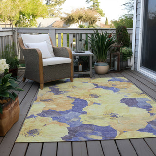 Piper Looms Chantille Floral ACN1548 Wheat Machine Washable Area Rug Outdoor Lifestyle Image Feature
