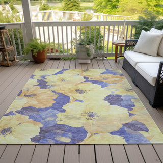 Piper Looms Chantille Floral ACN1548 Wheat Machine Washable Area Rug Outdoor Lifestyle Image Feature