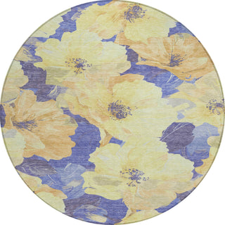 Piper Looms Chantille Floral ACN1548 Wheat Machine Washable Area Rug Round Main Image
