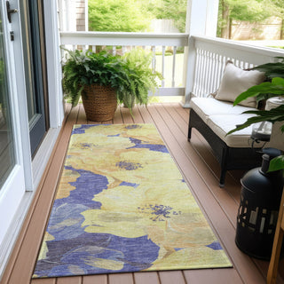 Piper Looms Chantille Floral ACN1548 Wheat Machine Washable Area Rug Runner Outdoor Lifestyle Image Feature