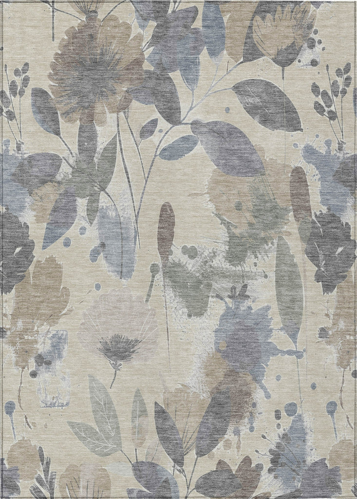 Piper Looms Chantille Floral ACN1549 Beige Machine Washable Area Rug main image