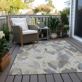 Piper Looms Chantille Floral ACN1549 Beige Machine Washable Area Rug Outdoor Lifestyle Image Feature