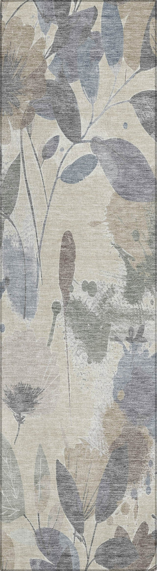 Piper Looms Chantille Floral ACN1549 Beige Machine Washable Area Rug Runner Main Image