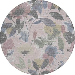 Piper Looms Chantille Floral ACN1550 Blush Machine Washable Area Rug Round Main Image