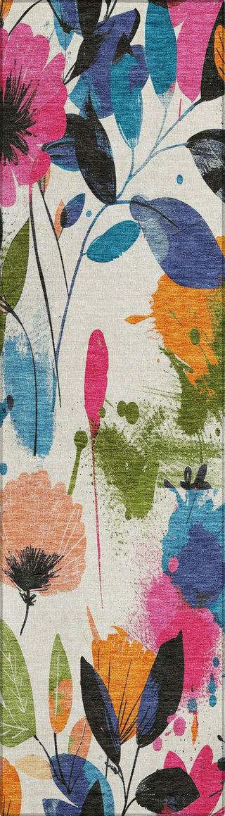 Piper Looms Chantille Floral ACN1551 Ivory Machine Washable Area Rug Runner Main Image