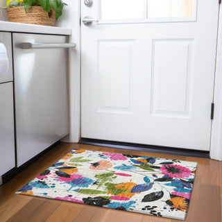 Piper Looms Chantille Floral ACN1551 Ivory Machine Washable Area Rug Scatter Lifestyle Image Feature