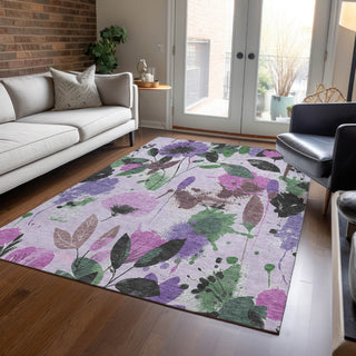 Piper Looms Chantille Floral ACN1552 Lavender Machine Washable Area Rug Lifestyle Image Feature