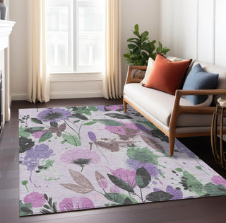 Piper Looms Chantille Floral ACN1552 Lavender Machine Washable Area Rug Lifestyle Image Feature