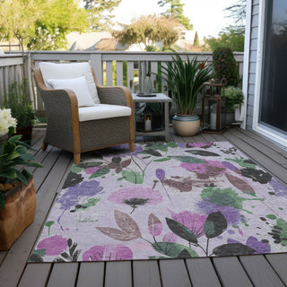 Piper Looms Chantille Floral ACN1552 Lavender Machine Washable Area Rug Outdoor Lifestyle Image Feature