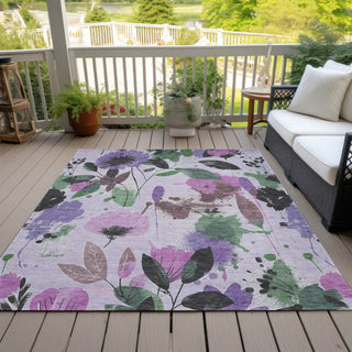 Piper Looms Chantille Floral ACN1552 Lavender Machine Washable Area Rug Outdoor Lifestyle Image Feature