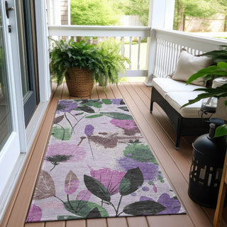 Piper Looms Chantille Floral ACN1552 Lavender Machine Washable Area Rug Runner Outdoor Lifestyle Image Feature