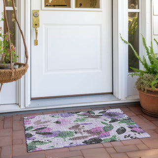 Piper Looms Chantille Floral ACN1552 Lavender Machine Washable Area Rug Scatter Outdoor Lifestyle Image Feature