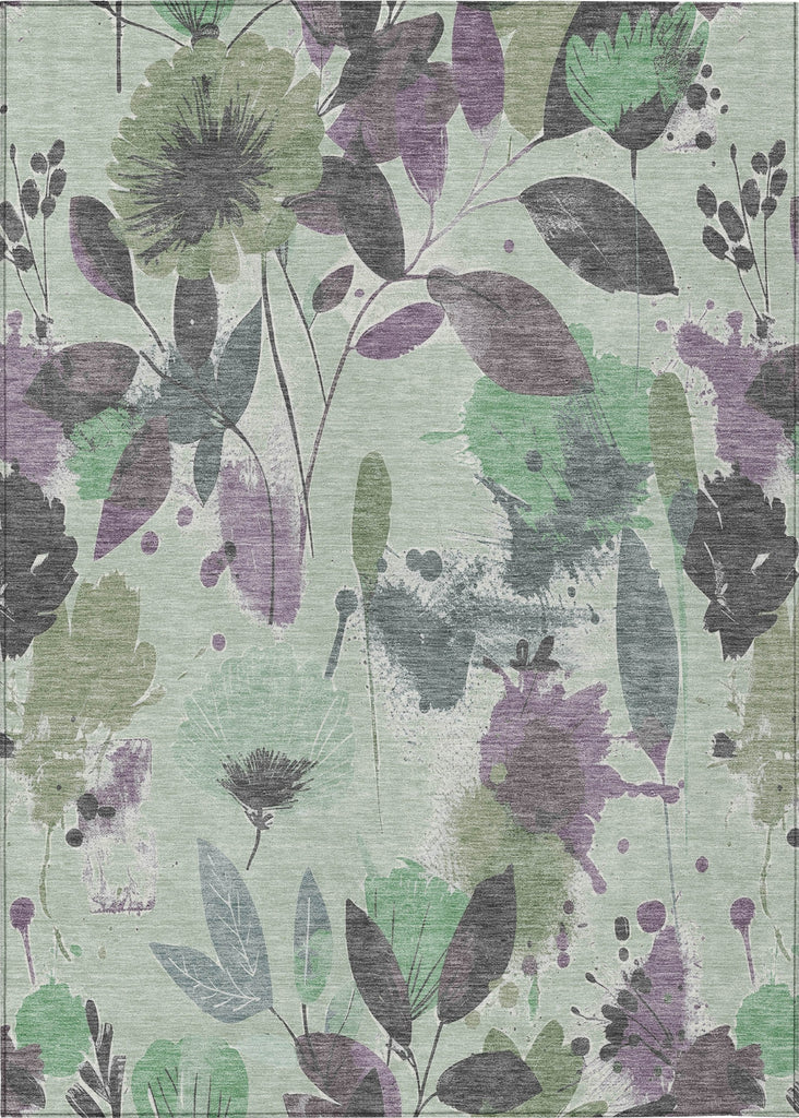 Piper Looms Chantille Floral ACN1553 Sage Machine Washable Area Rug main image