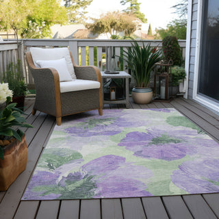 Piper Looms Chantille Floral ACN1554 Lavender Machine Washable Area Rug Outdoor Lifestyle Image Feature