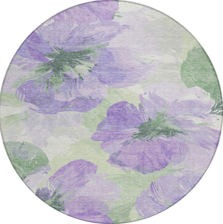 Piper Looms Chantille Floral ACN1554 Lavender Machine Washable Area Rug Round Main Image