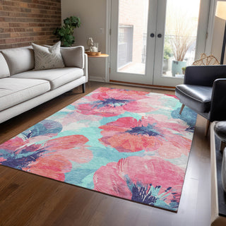 Piper Looms Chantille Floral ACN1555 Pink Machine Washable Area Rug Lifestyle Image Feature