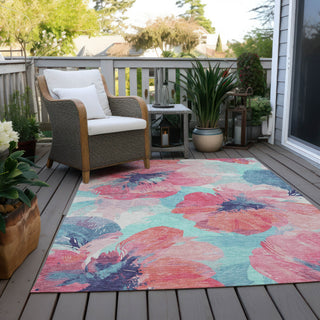 Piper Looms Chantille Floral ACN1555 Pink Machine Washable Area Rug Outdoor Lifestyle Image Feature