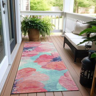 Piper Looms Chantille Floral ACN1555 Pink Machine Washable Area Rug Runner Outdoor Lifestyle Image Feature