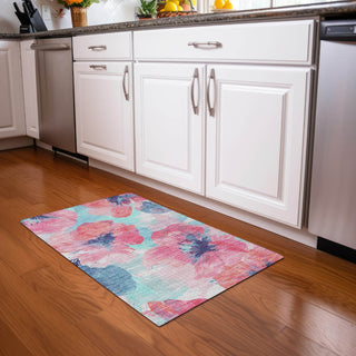 Piper Looms Chantille Floral ACN1555 Pink Machine Washable Area Rug Scatter Lifestyle Image Feature