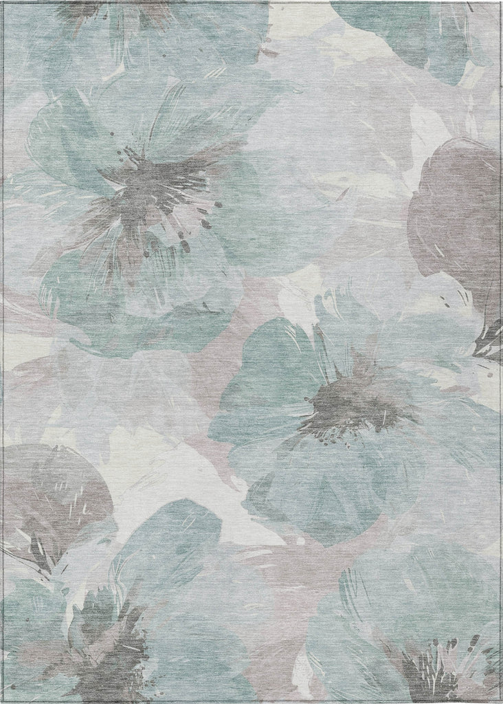 Piper Looms Chantille Floral ACN1557 Seafoam Machine Washable Area Rug main image