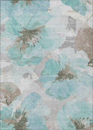 Piper Looms Chantille Floral ACN1558 Teal Machine Washable Area Rug main image