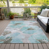 Piper Looms Chantille Floral ACN1558 Teal Machine Washable Area Rug Outdoor Lifestyle Image Feature