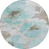 Piper Looms Chantille Floral ACN1558 Teal Machine Washable Area Rug Round Main Image