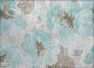 Piper Looms Chantille Floral ACN1558 Teal Machine Washable Area Rug Scatter Main Image