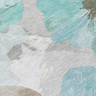 Piper Looms Chantille Floral ACN1558 Teal Machine Washable Area Rug Swatch Image