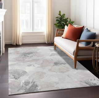 Piper Looms Chantille Floral ACN1559 Taupe Machine Washable Area Rug Lifestyle Image Feature