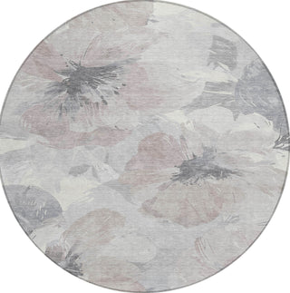 Piper Looms Chantille Floral ACN1559 Taupe Machine Washable Area Rug Round Main Image