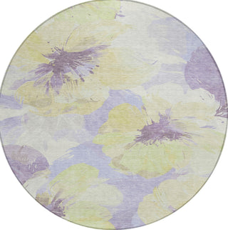 Piper Looms Chantille Floral ACN1560 Wheat Machine Washable Area Rug Round Main Image