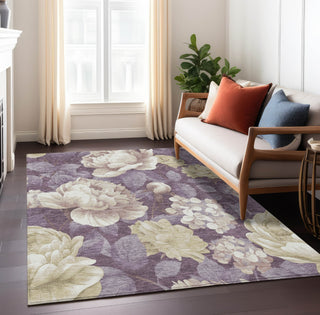 Piper Looms Chantille Floral ACN1561 Beige Machine Washable Area Rug Lifestyle Image Feature