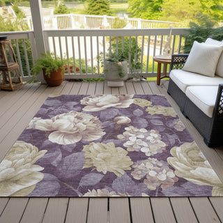 Piper Looms Chantille Floral ACN1561 Beige Machine Washable Area Rug Outdoor Lifestyle Image Feature
