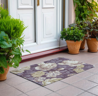 Piper Looms Chantille Floral ACN1561 Beige Machine Washable Area Rug Scatter Outdoor Lifestyle Image Feature