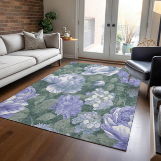 Piper Looms Chantille Floral ACN1563 Lavender Machine Washable Area Rug Lifestyle Image Feature