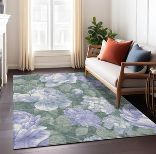 Piper Looms Chantille Floral ACN1563 Lavender Machine Washable Area Rug Lifestyle Image Feature