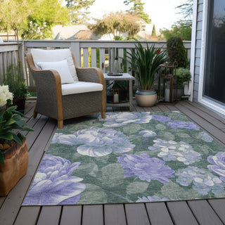 Piper Looms Chantille Floral ACN1563 Lavender Machine Washable Area Rug Outdoor Lifestyle Image Feature
